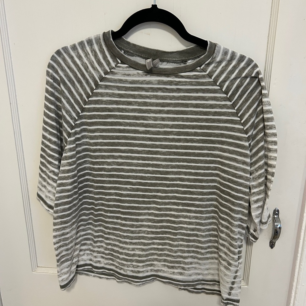 ASOS Olive and White Striped Short Sleeve Tee